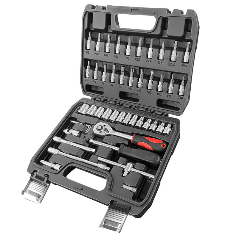Juego de Autocle 1/4" con 47 piezas y carraca de 72 dientes