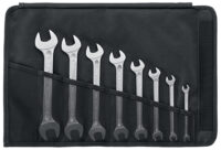 Juego de 8 llaves fijas dobles Stahlwille métricas con bolsa enrollable.