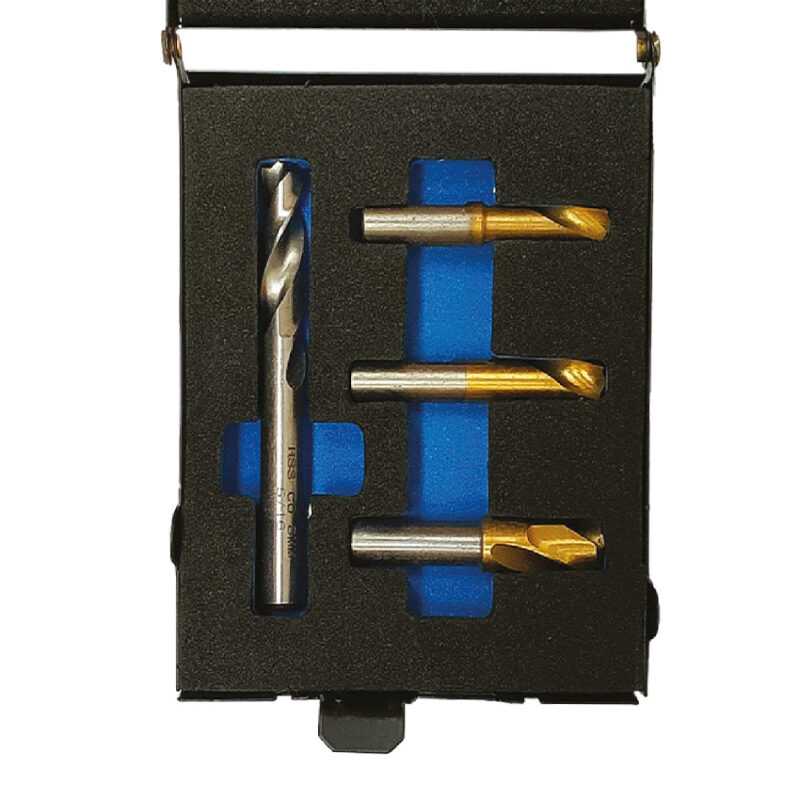 Juego de brocas para soldadura de puntos con recubrimiento HSS y cobalto.