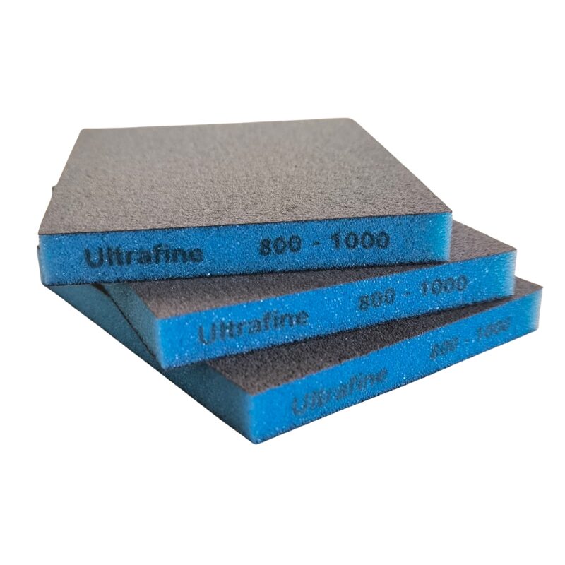 Esponja de lija manual P800-1000 (azul) – Doble cara y flexible – 1 unidad | Zaphiro