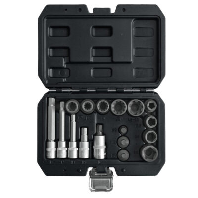 Kit completo de 17 vasos y puntas especiales Toolhub para caliper de frenos, en su maletín organizador rojo