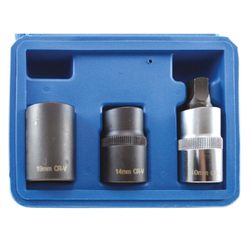 Juego de 3 vasos pentagonales ToolHub sobre manual de frenos