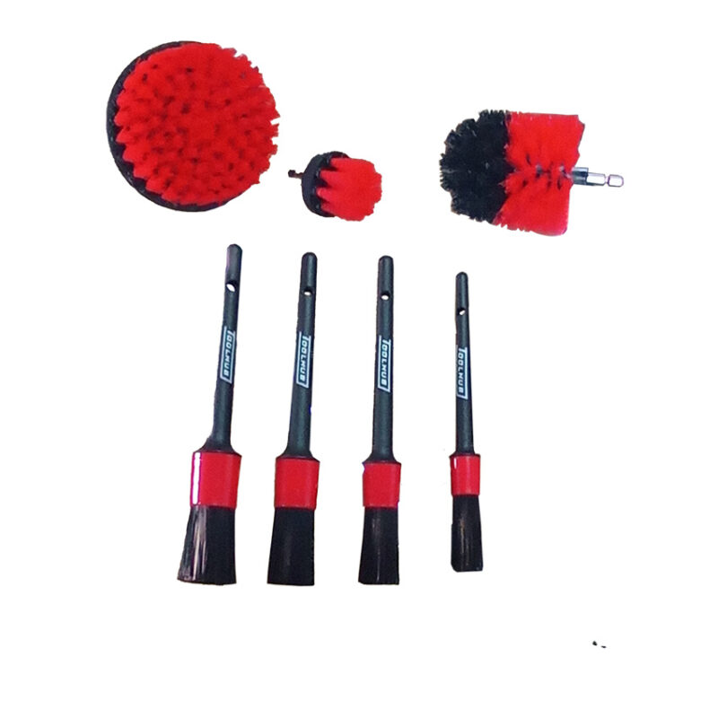 kit-7-cepillos-brochas-detallado-coche-toolhub Kit de 7 piezas de cepillos y brochas para el detallado y limpieza de coches de la marca Toolhub.