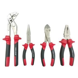 Juego de 4 alicates Toolhub 11334, incluye alicate pico de loro y 3 alicates de Cromo-Vanadio (CrV).