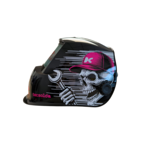 Pantalla de soldadura automática Tecsolda con diseño de calavera y tecnología True Color