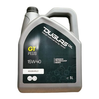 Garrafa de 5 litros de aceite de motor mineral Duglas Oil GT PLUS 15W-40, con norma VW 502.00 y 505.00