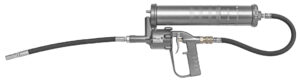 Pistola de engrase neumática Samoa de 1.000 cc con gatillo de control, motor de aire y extensión flexible con boquilla.