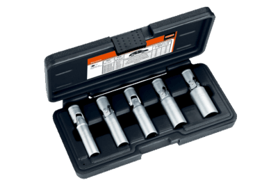 Juego de 5 vasos bujías precal. – 1/4″, articulados, 8-14mm, retención | Bahco