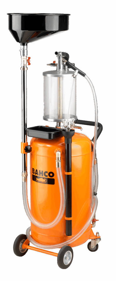 Recogedora aceite – 90L, gravedad/succión, cámara inspección | Bahco