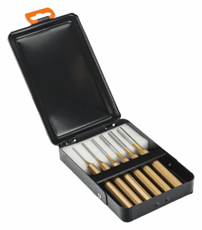 Juego 6 botadores cilíndricos – 2-8mm, DIN 6450, caja metal | Bahco