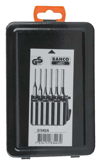 Juego 6 botadores cilíndricos – 2-8mm, DIN 6450, caja metal | Bahco