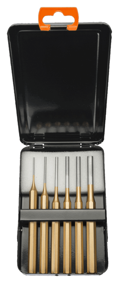 Juego 6 botadores cilíndricos – 2-8mm, DIN 6450, caja metal | Bahco