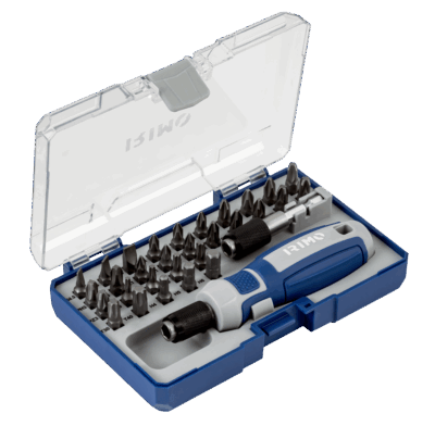 Juego 32 puntas 1/4″ – Con destornillador y adaptador | Irimo