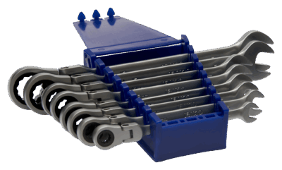 Juego 8 llaves carraca flex – 8-19mm, 72D, soporte | Irimo