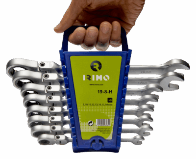 Juego 8 llaves carraca flex – 8-19mm, 72D, soporte | Irimo