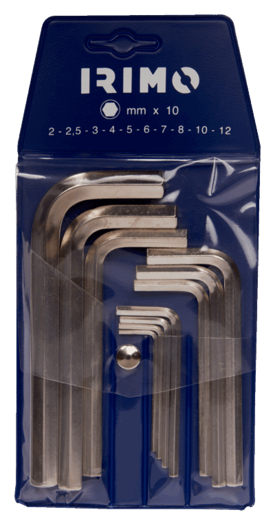 Juego 10 llaves Allen – 2-12mm, niqueladas, estuche | Irimo