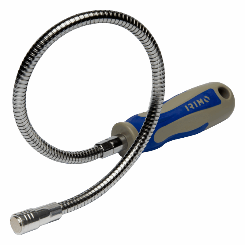 Dedo flexible magnético profesional Irimo 720-1M-413 con capacidad de sujeción de 1kg, varilla flexible de 413mm de longitud, potente imán de neodimio en la punta y mango bi-componente ergonómico