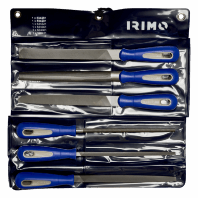 Juego 6 limas taller – 8″ (200mm), mangos bi-mat, bolsa | Irimo