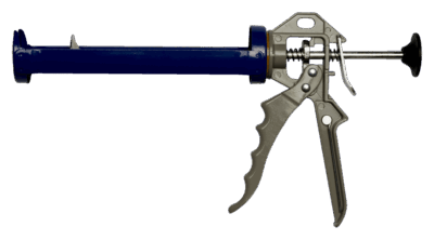 Pistola de calafateo y silicona profesional Irimo 549-230-2 para cartuchos de 9 pulgadas (hasta 310ml), con un robusto marco de acero giratorio de 360°, y mango y gatillo ergonómicos de aluminio de alta calidad.