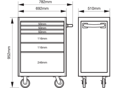Carro de Almacenamiento HUB E72 de 26″ con 6 Cajones | Bahco