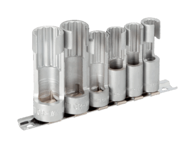 Juego 6 vasos ranurados – Sensores/tubos, 3/8″-1/2″, bi-hex | Bahco