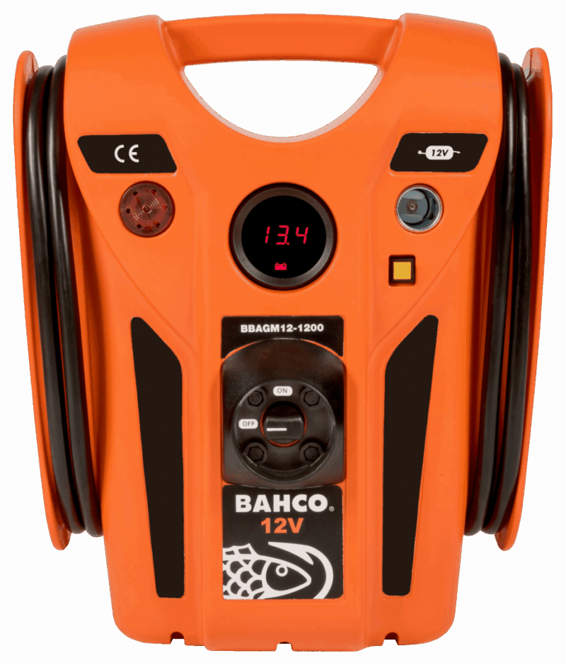 arrancador-baterias-profesional-12v-alta-potencia-1200ca-3100pa-bateria-agm-25ah-seguridad-avanzada-diseno-robusto-completo-bahco-bbagm12-1200 Arrancador de baterías profesional Bahco BBAGM12-1200 de 12V, con una potencia de 1200 Amperios de Arranque (3100 Amperios de Pico), batería interna AGM de 25Ah, cables de cobre de 25mm² y múltiples funciones de seguridad avanzadas