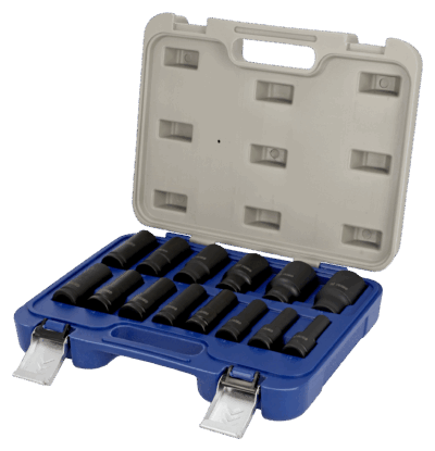 Juego 14 vasos largos impacto 1/2″ – Cr-Mo, HDPE caja | Irimo