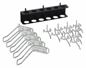 Kit completo de 30 ganchos de acero surtidos Irimo 9062-HOOK-1 para organizar todo tipo de herramientas en paneles perforados y armarios de taller.
