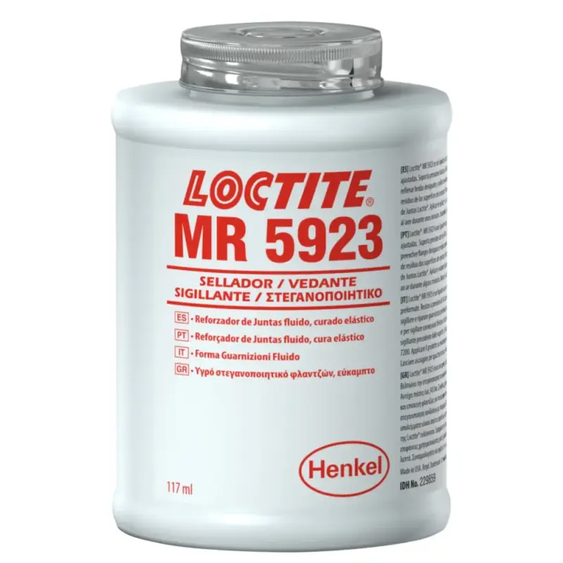 Bote de 117ml del sellador de juntas Loctite MR 5923 con aplicador de brocha.