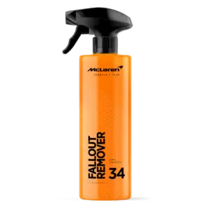 Botella de descontaminante férrico McLaren MCL3300 con efecto de cambio de color púrpura.