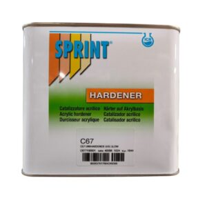 Lata de 2.5 litros del catalizador de secado lento C67 para barnices UHS de ICR Sprint.