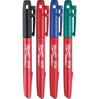 Marcadores Permanente Inkzall en 4 colores (Azul, Rojo, Verde, Negro) | Milwaukee