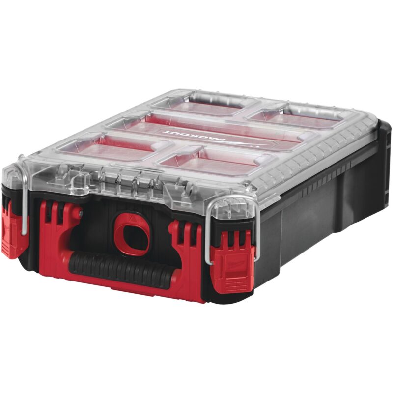 Organizador Compacto PACKOUT™ de Milwaukee con 5 cubos interiores extraíbles y tapa transparente