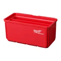 Gavetas Milwaukee PACKOUT de 10x20 cm con separadores y bandejas interiores para organización de consumibles.