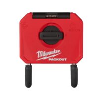 Gancho doble curvo pequeño Milwaukee PACKOUT de acero para almacenamiento de herramientas manuales en panel mural.