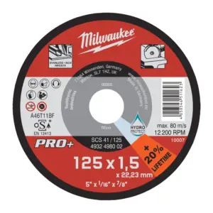 Disco Fino SCS 41 de Milwaukee Tool para corte preciso en acero inoxidable y materiales resistentes