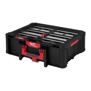 Packout Tip Bin Organiser de Milwaukee con 10 gavetas transparentes basculantes y extraíbles para sistema PACKOUT.