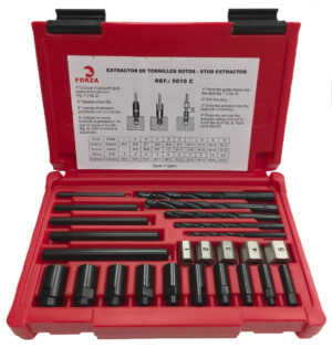 JUEGO EXTRACTOR DE TORNILLO ROTO FORZA CON BROCAS Y GUÍAS SERIE 5010C | FORZA