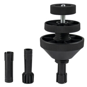 Centrador de embragues universal de plástico de la marca JBM, con sus tres adaptadores.