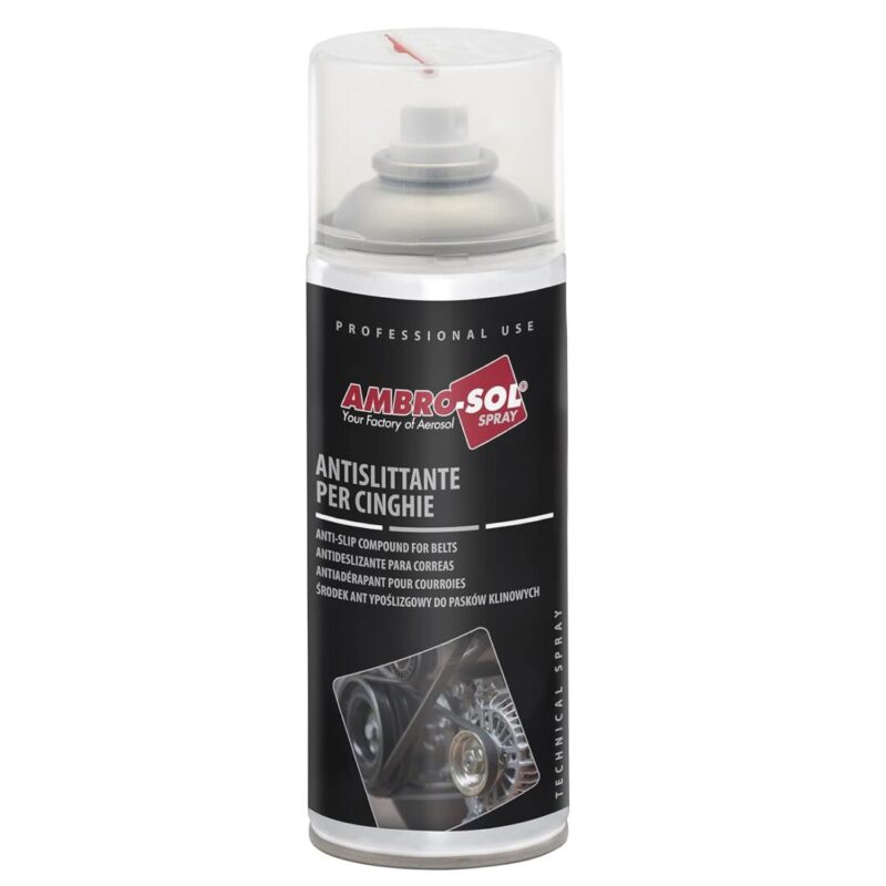 Lata de 400ml del spray antideslizante para correas de la marca Ambro-Sol.