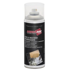 Lata de 400ml de la cola adhesiva en spray multiusos permanente de la marca Ambro-Sol.