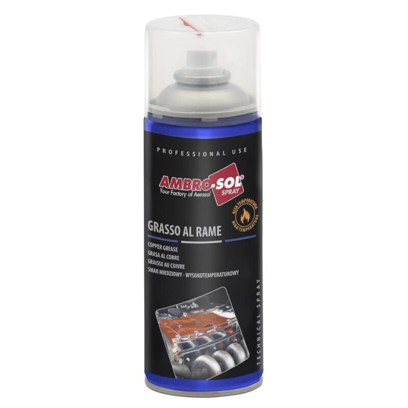 Lata de 400ml de grasa de cobre en spray anti-gripado para altas temperaturas de la marca Ambro-Sol.