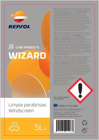 Limpia Parabrisas Repsol Wizard – 5L Listo para usar | Repsol