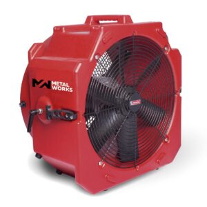 Ventilador y extractor de aire industrial en carcasa de plástico, modelo Metal Works MV500PP.