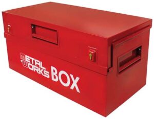 Cofre de acero rojo MetalWorks MWB195 para almacenamiento seguro de herramientas.
