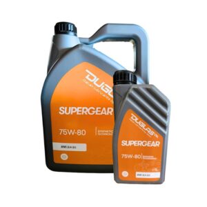 Garrafa de 5 litros + botella de 1 litro de aceite de transmisión 75W-80 SUPERGEAR de Duglas Oil.