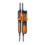 Comprobador de tensión bipolar y continuidad profesional Bahco BMVAT1000, con clasificación de seguridad CAT IV 1000V y protección IP65, equipado con pantalla LCD, gráfico de barras LED, detección de tensión sin contacto (NCV), test de rotación de fases y linterna LED integrada.