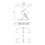 CX40T_CX40TM ELEVADOR ELECTROHIDRAULICO DOBLE TIJERAS EMPOTRADO 4000 KG medidas