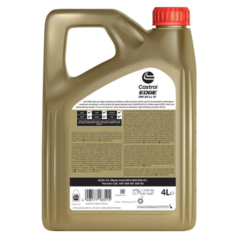 Castrol EDGE 0W-20 LL IV detras