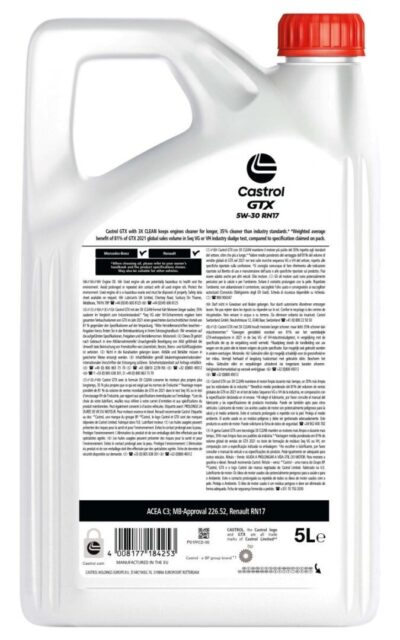 Aceite Castrol GTX 5W-30 RN17 5L – Ayuda a Extender la Vida del Motor | Castrol
